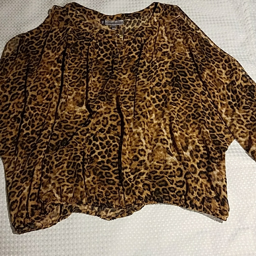 Brown and black leopard print blouse